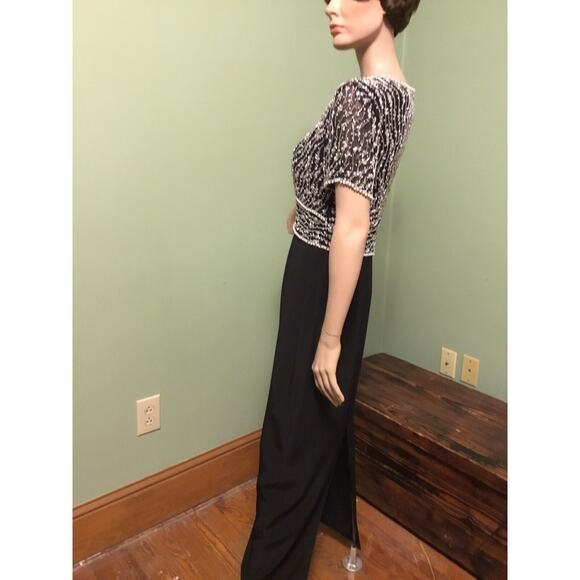 MONTAGE BY MON CHERI BLACK BEADED/PEARL KEYHOLE BODICE LONG FORMAL GOWN SZ 8 - Picture 8 of 9